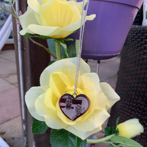 engraved heart necklace with image